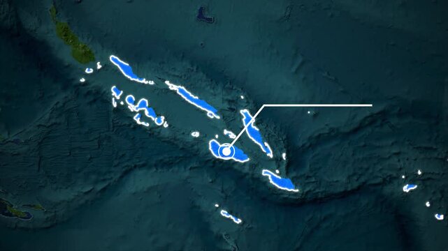 Solomon Islands Geographic Map Animation, Solomon Islands Country Map Infographic, Solomon Islands Map Animation with Highlighted Country