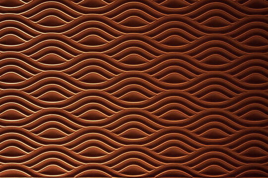 Brown wave pattern wall texture with rhythmic curved lines and decorative design.