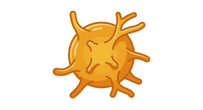 Orange amoeba cell with irregular pseudopodia extensions.