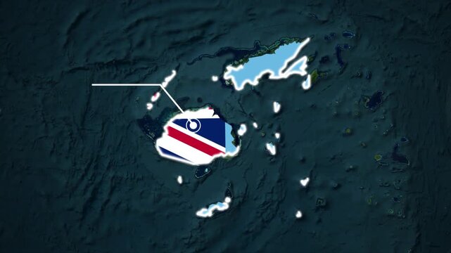 Fiji Map Animation with Highlighted Country, Fiji Geographic Map Animation, Fiji Country Map Infographic