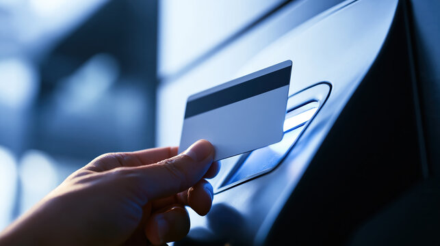 Hand holding access card near secure office door reader