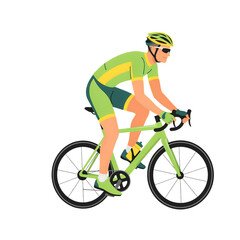 Fototapeta premium Vector Cyclist Ride Action Green Sport Athlete Side Profile