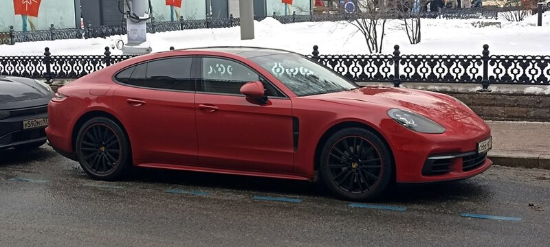 Moscow, Russia - 5, January 2026: Red sports car
Porsche Panamera GTS