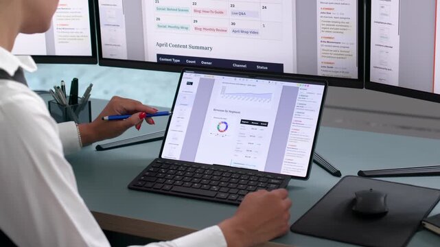 Editor Working On Computer To Review