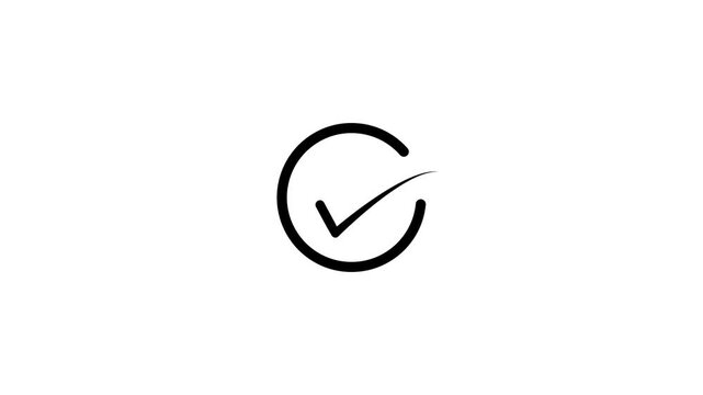 Arrow loops and completes a checkmark on white