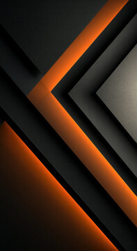 Orange black elegant wallpaper cinematic abstract geometric background dark diagonal gradient modern layered metal texture shadow glow light line shape angle panel contrast minimal sleek luxury