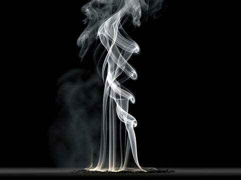 Steam smoke wispy vapor white black background rising swirl abstract thin steam and smoke vapor rising upward delicate white swirl black background, realistic heat plume with soft translucent shape