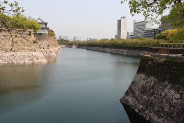 moats of a castle in osaka in japan  © frdric
