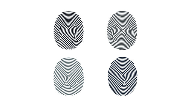 Biometric fingerprint scanner identification icons set with security thumbprint patterns isolated on white background vector