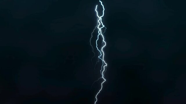 Bright blue lightning bolt against a dark night sky