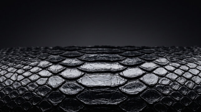 Exotic Black Python Leather Texture: Luxurious Reptilian Skin Background