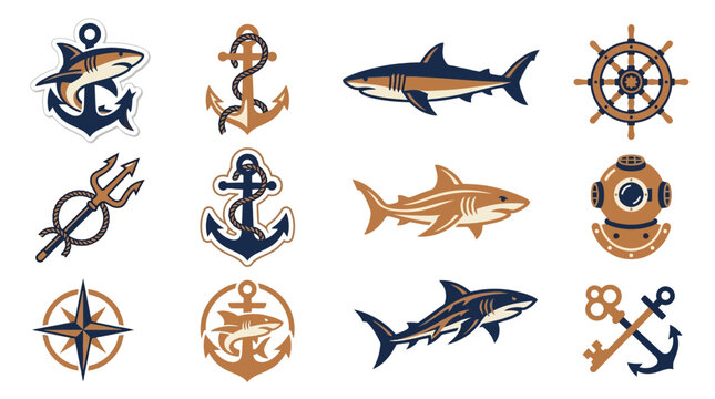 Nautical and maritime themed icon collection.