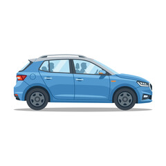 Fototapeta premium Modern blue SUV car, side view, urban transport, family vehicle, clean design