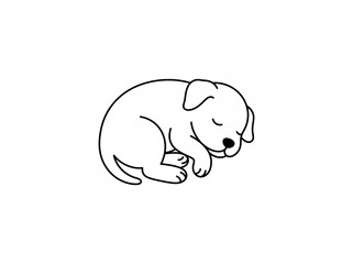 Fototapeta premium Sleeping puppy micro tattoo minimalist line art vector