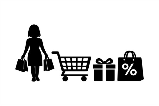 Minimalist black human silhouette vector outline on transparent background for design templates