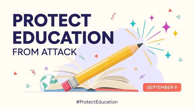 Pencil defending education from attack illustration