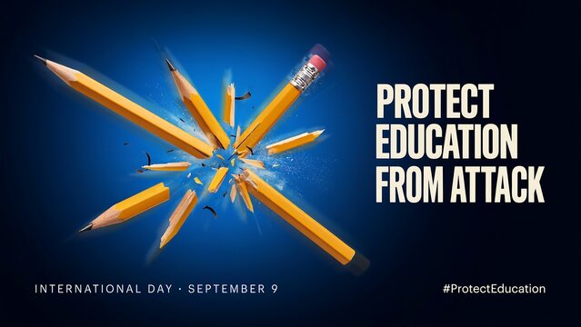 Pencils forming shield to protect education