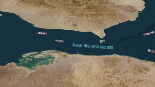 Bab el Mandeb Naval Navigation and Geopolitical Point 4K Horizontal