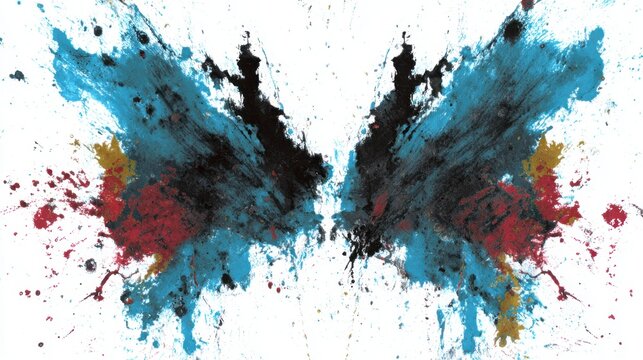 Colorful Rorschach Inkblot Resembling a Butterfly.