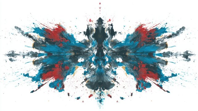Colorful Rorschach inkblot test art symmetrical design.