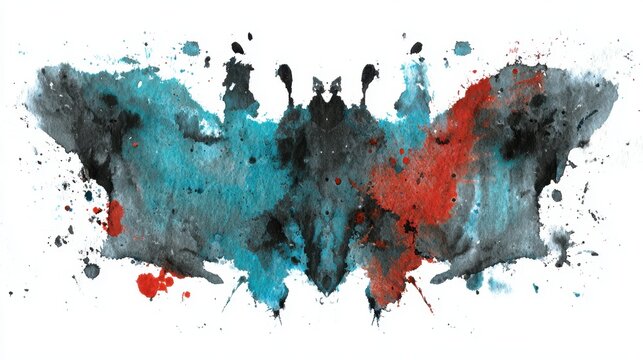 Colorful Rorschach inkblot test pattern resembling a butterfly shape.
