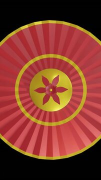 Animation of chinese red and gold floral pattern on black background