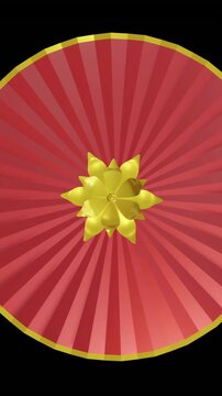 Animation of chinese red and gold floral pattern on black background