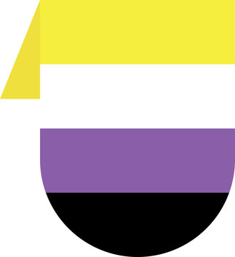 The LGBTQ+ Nonbinary Pride Flag Ribbon, Badge, Banner, Label &ndash; Flat Design Illustration