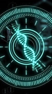 Animation of scope, dna strand over data processing