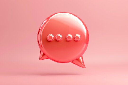 Glossy red speech bubble with typing indicator dots symbolizing ongoing conversation or message composition