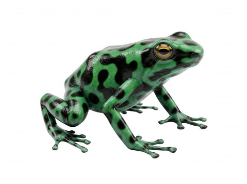 Vibrant green poison dart frog isolated on a transparent background amphibian toxic