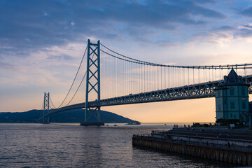 Fototapeta premium Akashi Kaikyo Bridge and Seto Inland Sea