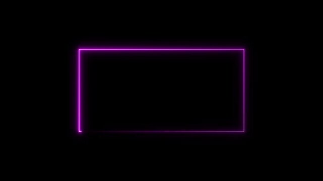 live streaming neon text frame animation. Neon glowing green color square rectangle picture.