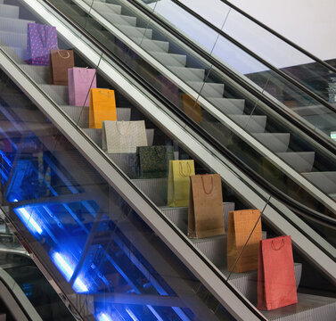 Bags on escalator 