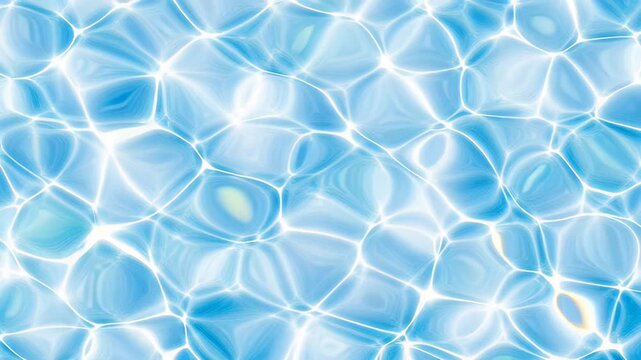 Cool Water Surface: A bright, shimmering surface of clear blue water with sunlight reflecting off the ripples, creating an abstract pattern of light and shadow.