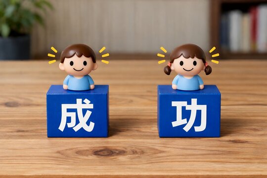 積み木で成と功を表現ひらめきが未来の成功へと導く