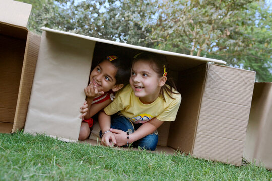 Children inside a box 