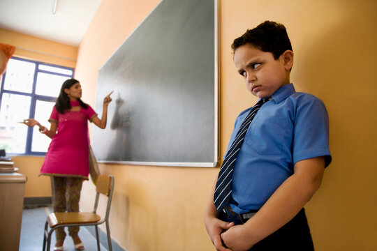Punished school boy 