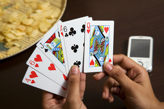 Woman playing cards 