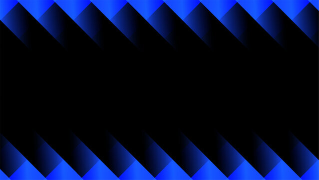 Abstract blue and black geometric background with top and bottom 3d border frame for presentation banner technology graphic design slide web backdrop