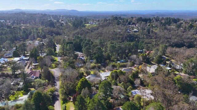 Aerial View of Wentworth Falls Township in the Blue Mountains