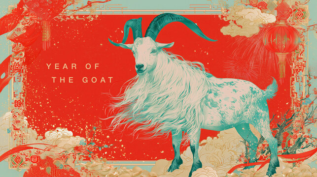 Year of the Goat Chinese illustration with ornate details