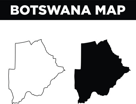 Botswana map silhouette and outline vector illustration