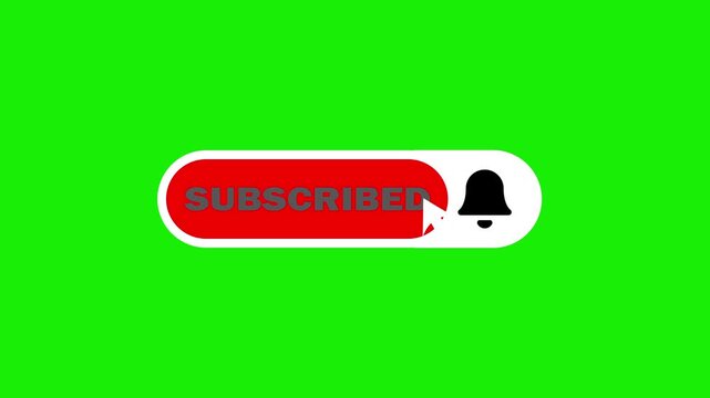 YouTube Subscribe and Notification Bell Animation with Transparent Alpha Channel, Green Screen Background