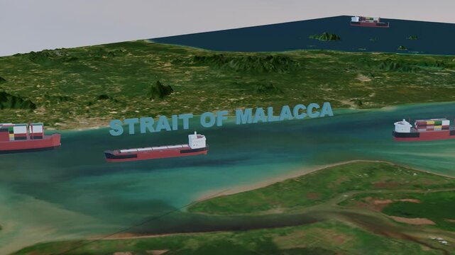 Oil and Gas Supply Chain Shipping Through Malacca Strait 4K