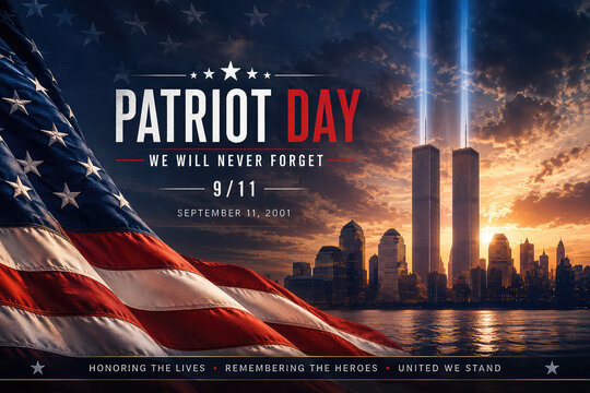 September 11 Remembrance Tribute Graphic &ndash; Patriot Day and 25th Anniversary of 9/11