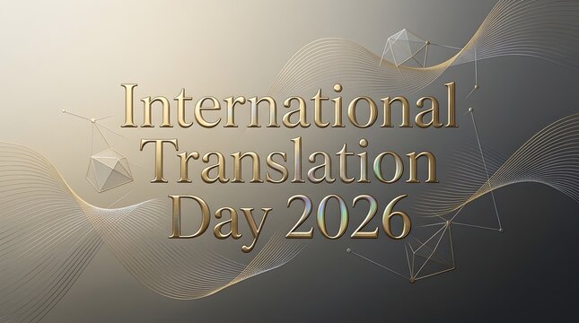 Minimalist golden wave background for International Translation Day 2026 banner