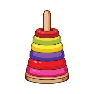 Stacking toy with multiple colorful rings developing hand eye coordination and problem solving skills, representing childhood education and play activity for babies and toddlers