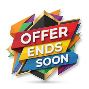Vibrant 3D offer ends soon sale banner with countdown timer for urgent promotions and discounts