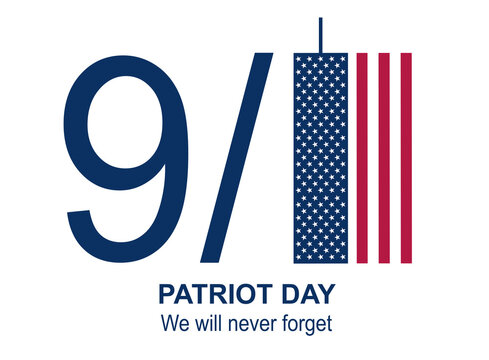 9/11 Patriot Day, memorial anniversary  illustration logo with the Twin Towers isolated on white or transparent background, September 9, 2001 tribute